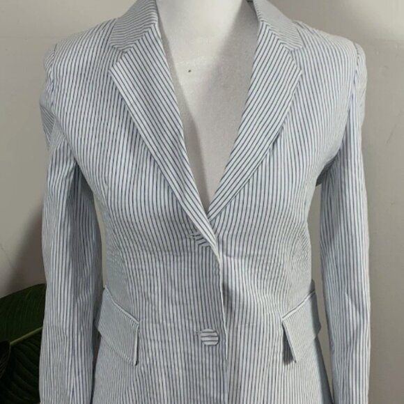 NWT Amanda and Chelsea Blue and White Stripped Suit Set Small/6 - Picture 11 of 11